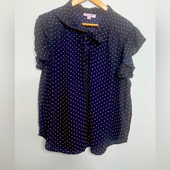 Tempted Los Angeles Women's 2XL Polka Dot Blouse Ruffled Tie-Neck - Picture 1 of 9